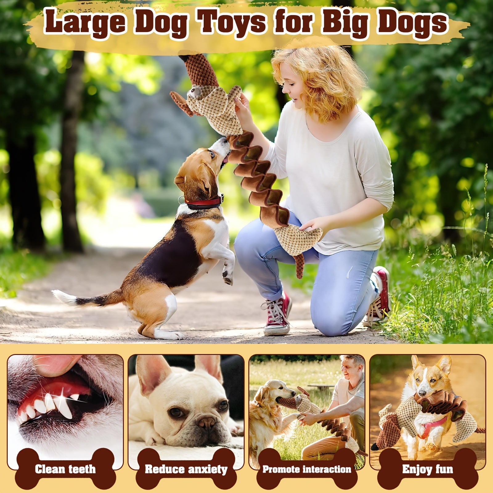 Crinkle-Filled Squeaky Dog Tug Toy