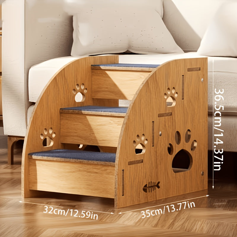 3/4-Step Pet Stairs with Safety Rails