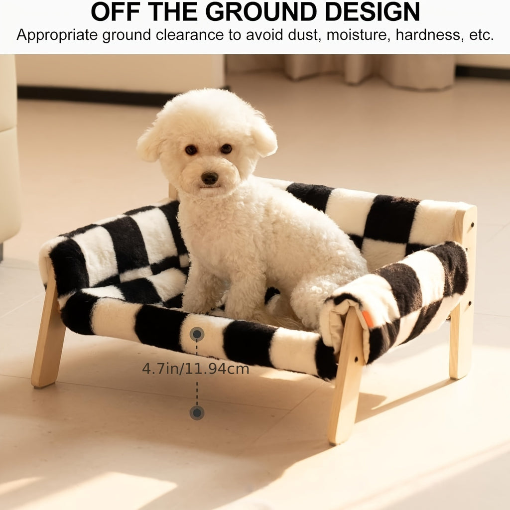 Elevated Wooden Cat Sofa Bed - Gray Sofa, Solid Wood Cat Sofa