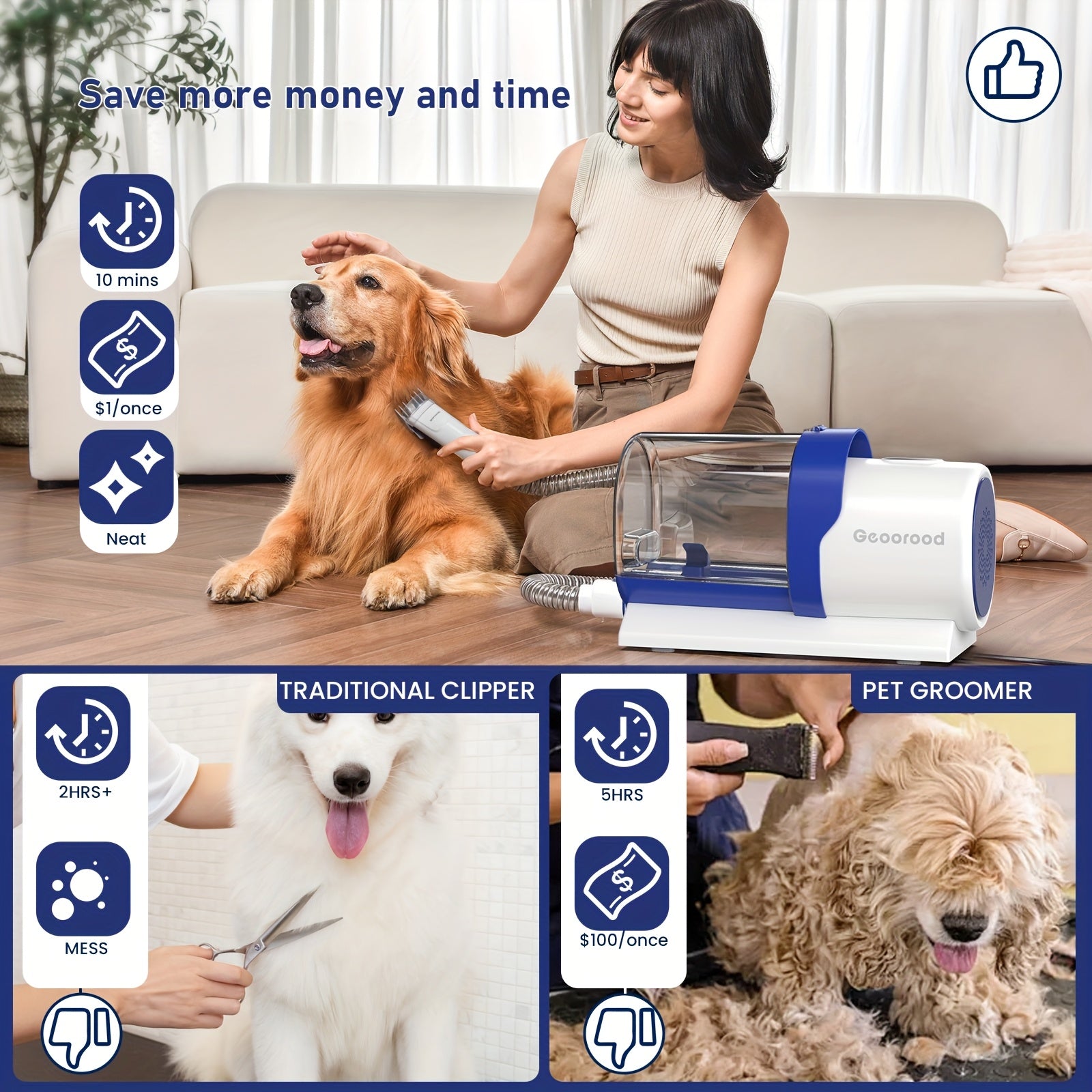 Large-Capacity Pet Grooming Vacuum Kit