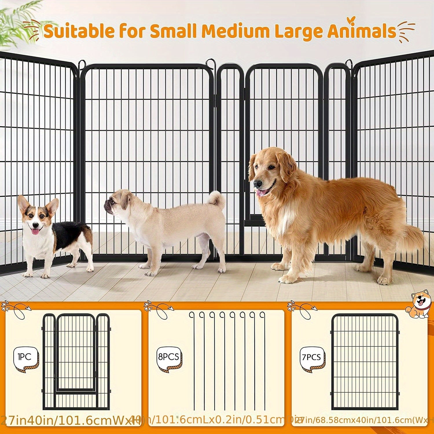 8/16-Panel Heavy-Duty Pet Playpen - 16 Panels, 32"