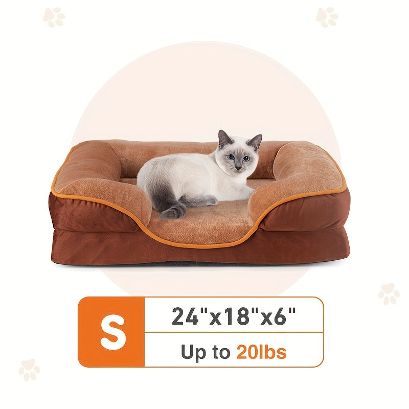 24/28 in Washable Square Dog Sofa Bed - Brown, Large