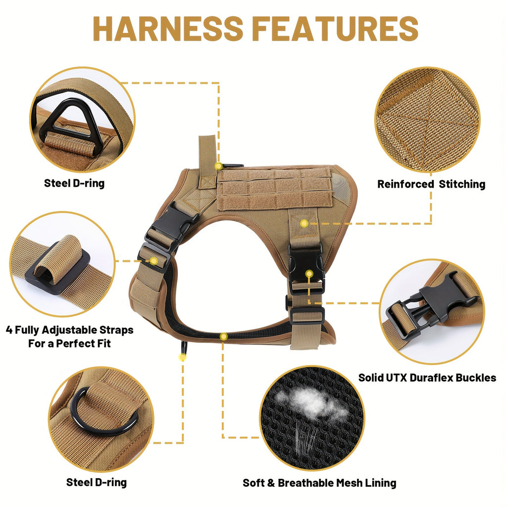 Tactical Pet Chest Harness - Khaki, S
