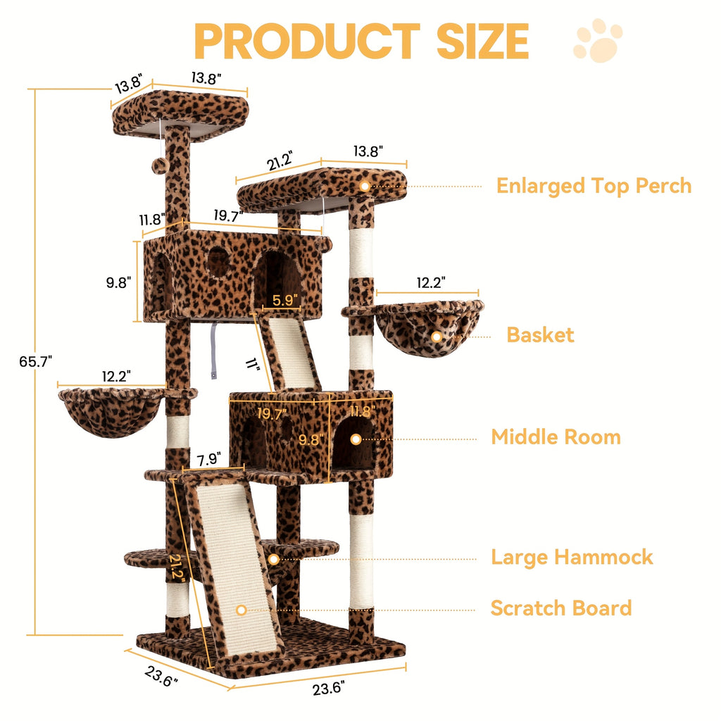 36-81 in Multi-Level Cat Tree Tower - Grey, 24''L X 20''W X 81''H