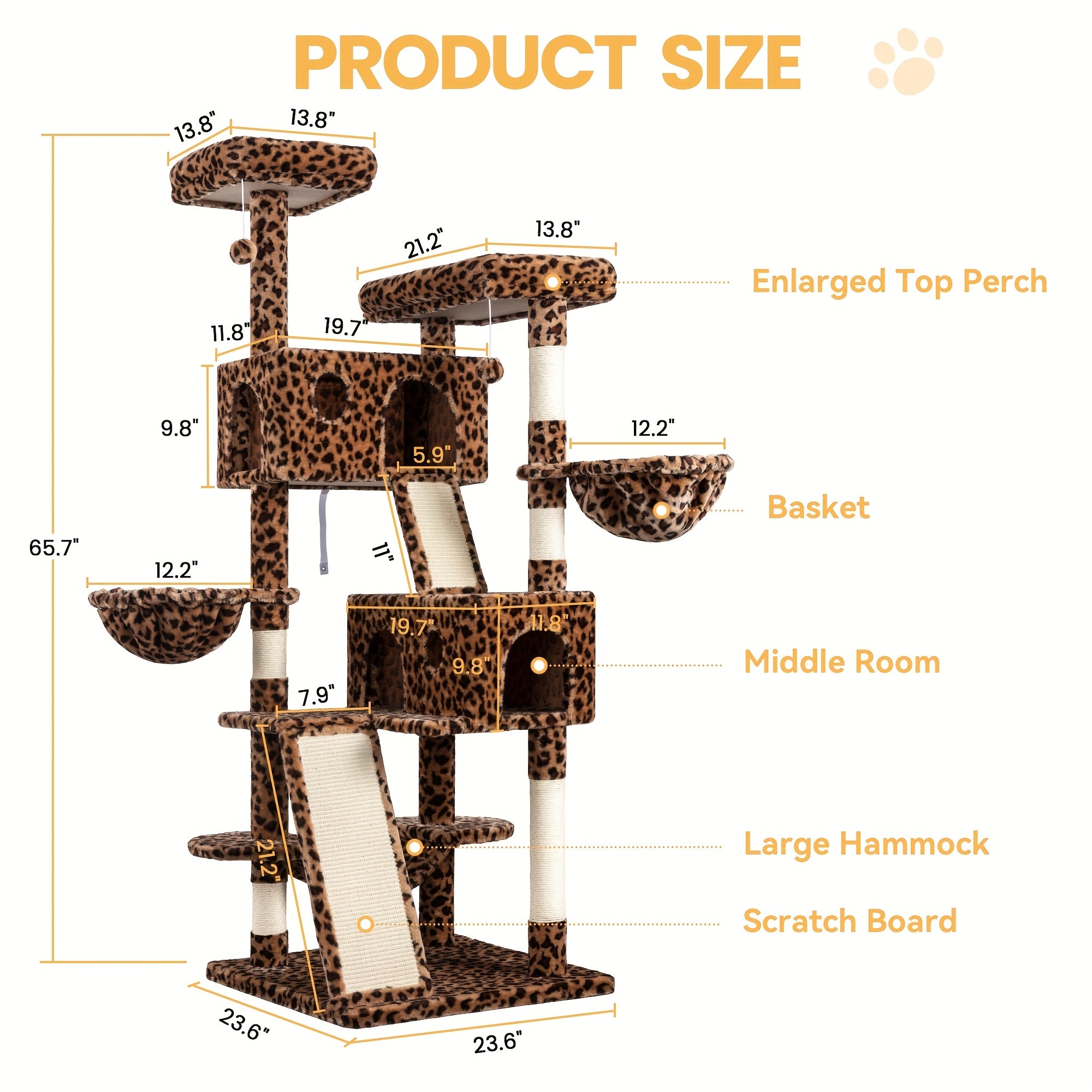 36-81 in Multi-Level Cat Tree Tower - Grey, 24''L X 20''W X 81''H