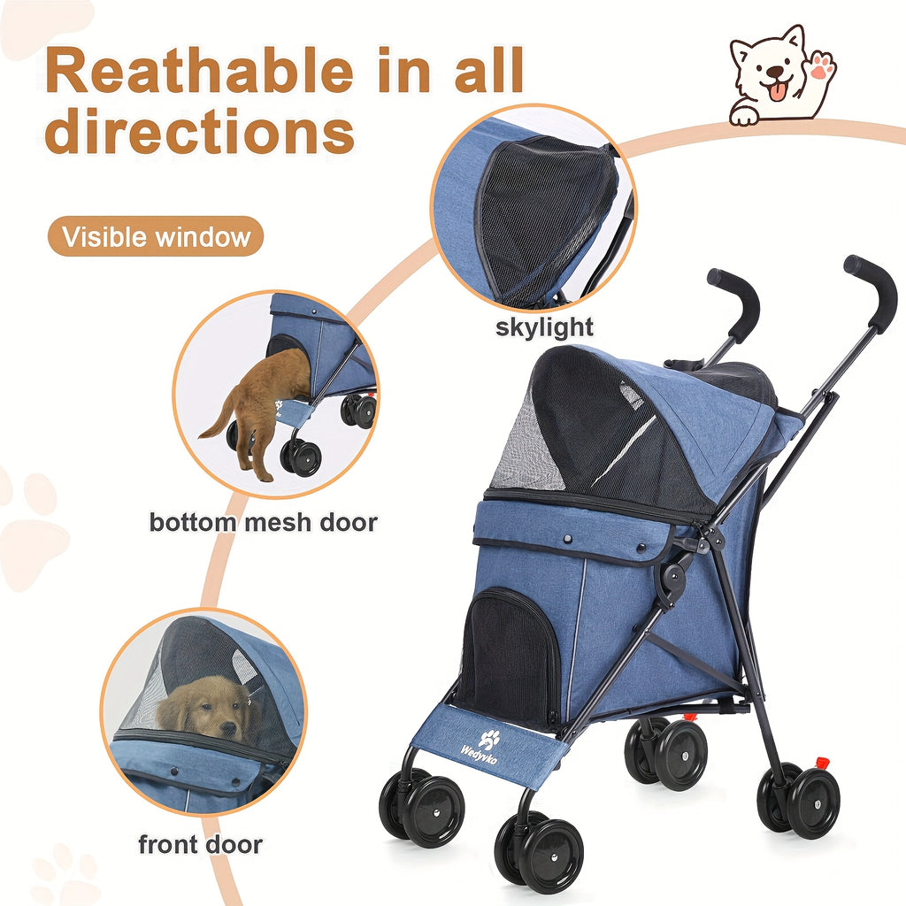 Foldable Umbrella Pet Stroller up to 33 lb - Black