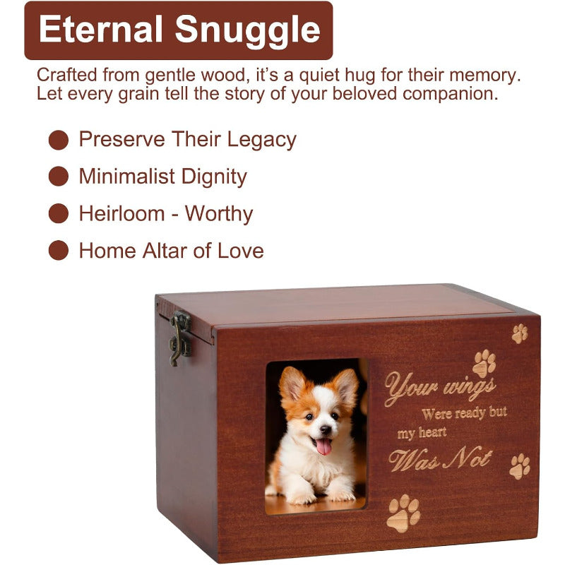 Wooden Pet Memorial Urn with Photo Frame