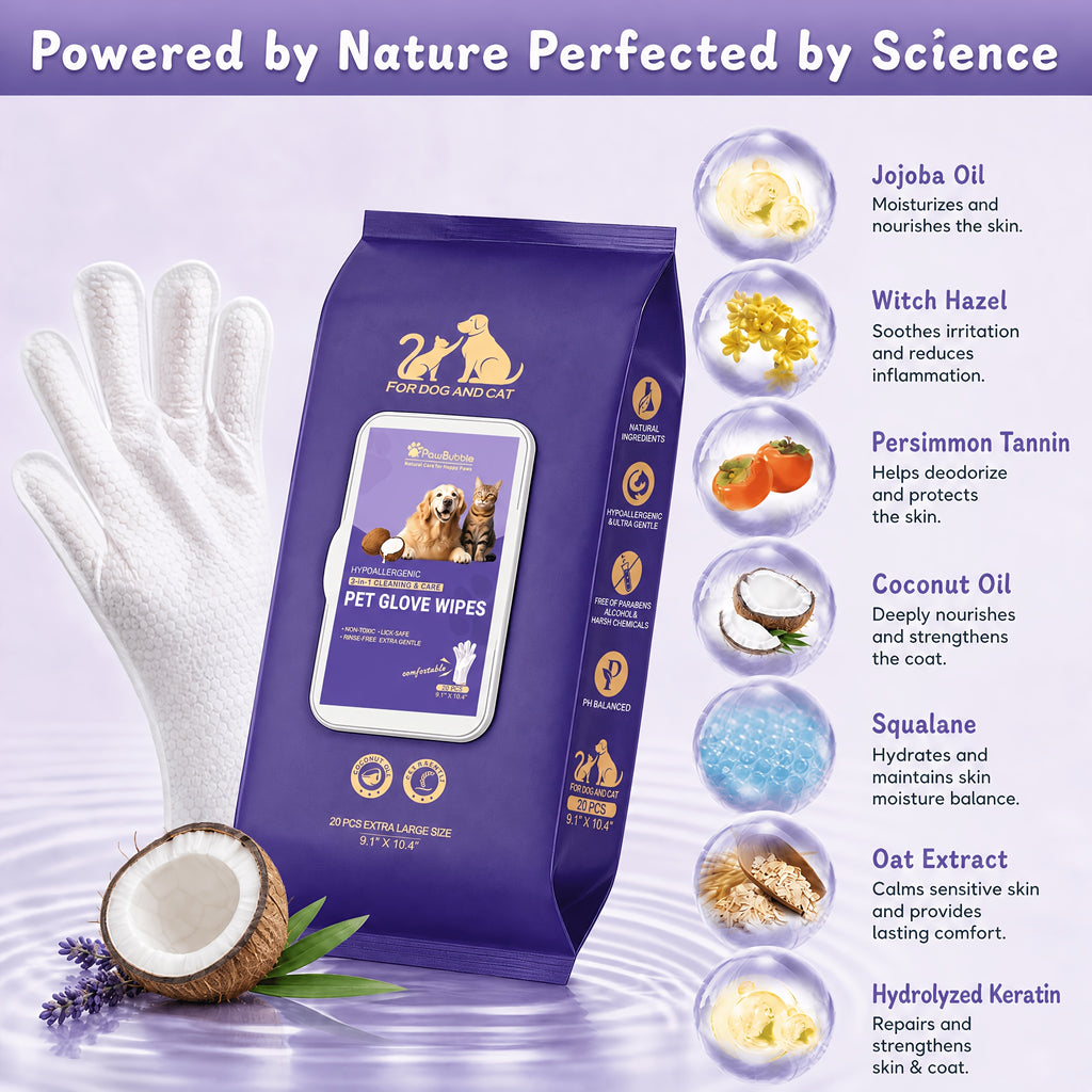 Pet Grooming Wipes and Gloves Set