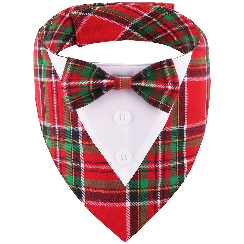 Plaid Bow Tie Pet Collar - S, Thanksgiving