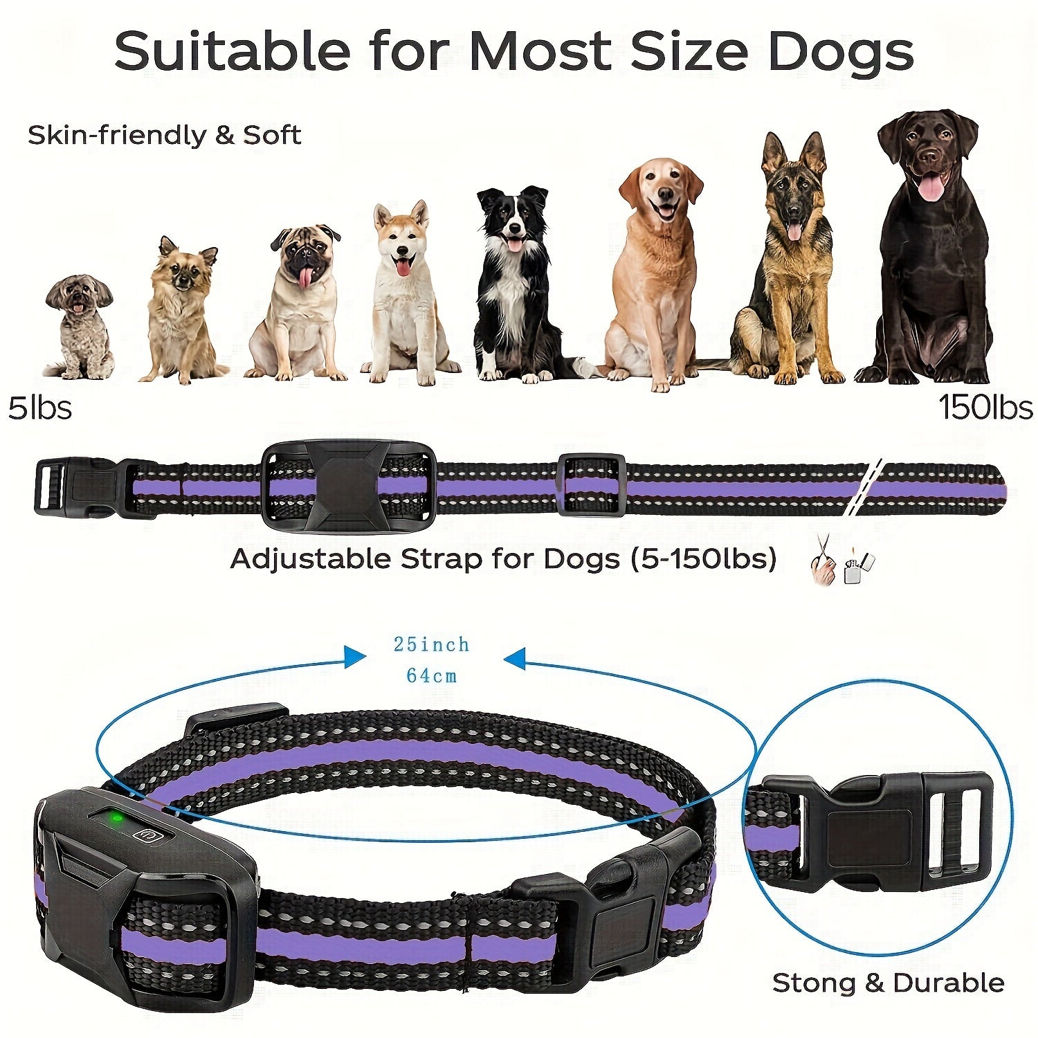 Rechargeable Remote Dog Training Collar - For 2 Dogs (Purple)