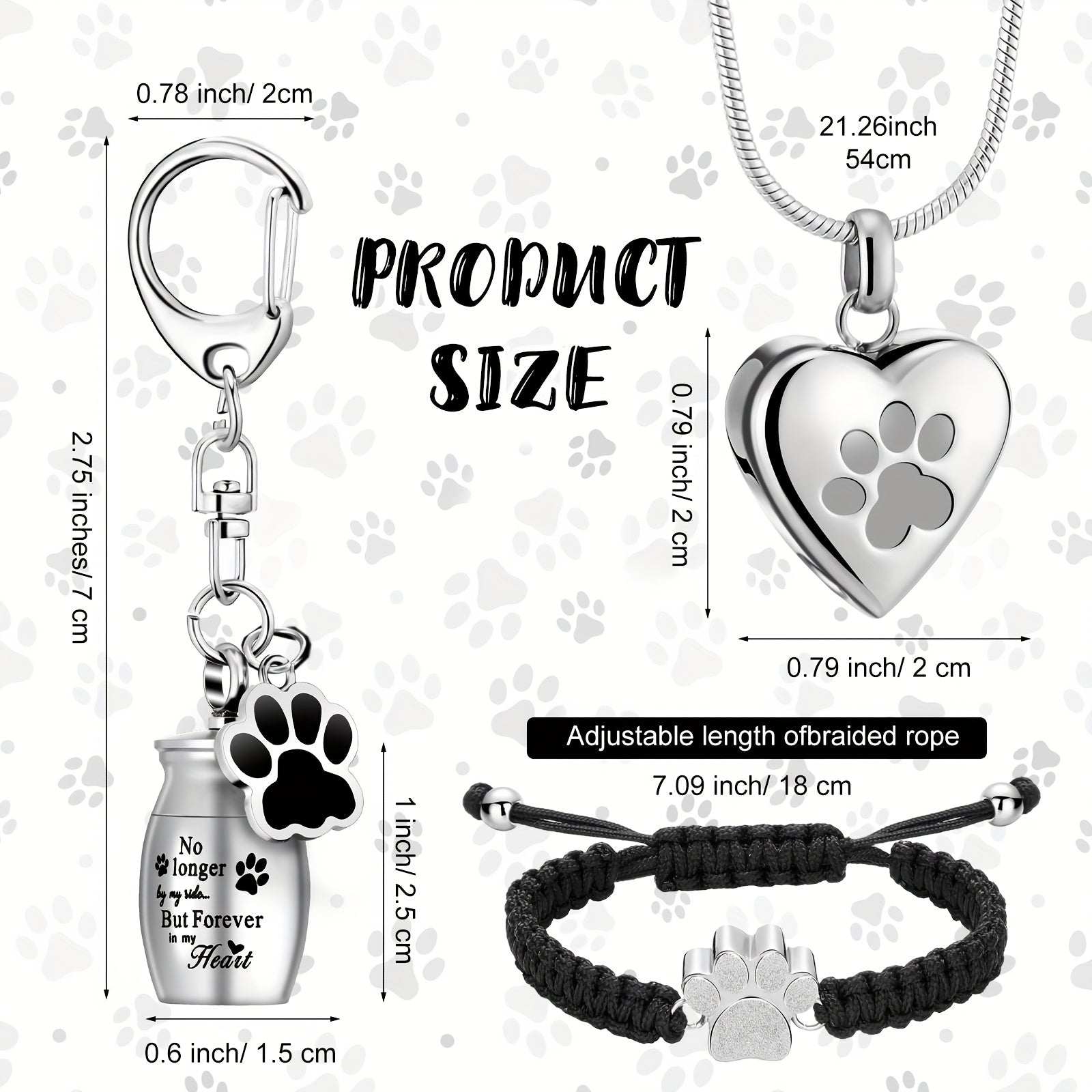 3-Piece Pet Cremation Jewelry Set