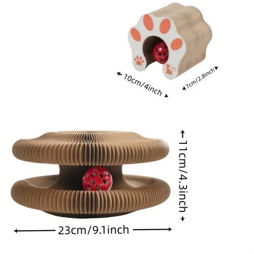 1/2-Pack Expandable Cat Scratcher with Ball Track - Brown, Bell*1