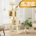 59 in Cat Tree Tower with Plush Perch - Light Grey