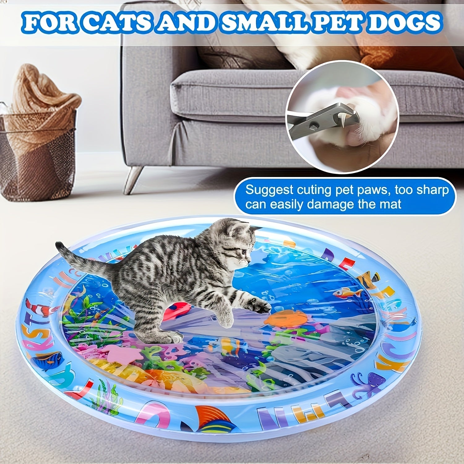 Interactive Cat Water Play Mat with Floating Fish - Dolphin Style