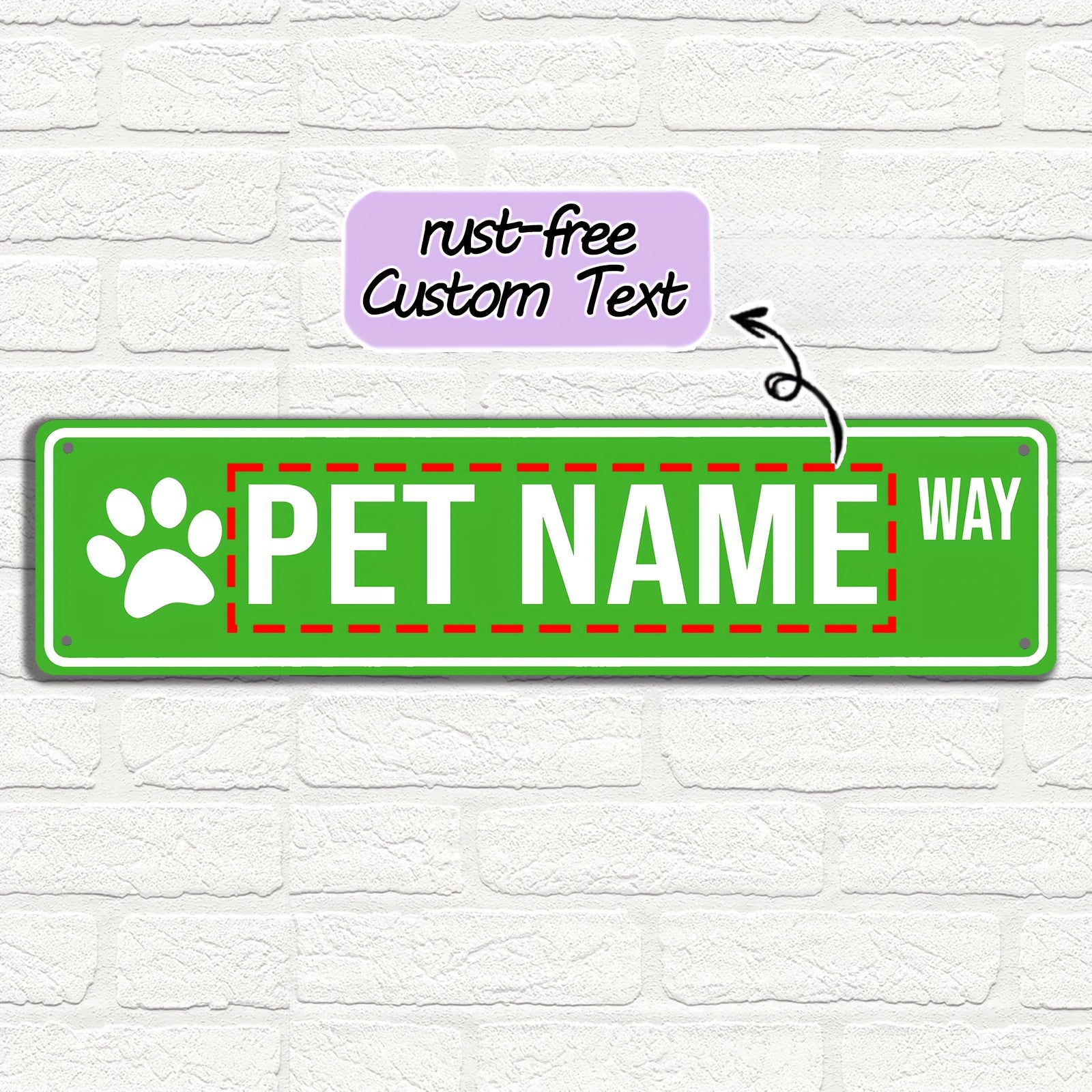 16 x 4 in Personalized Pet Name Street Sign - Magenta Color, Vintage Style