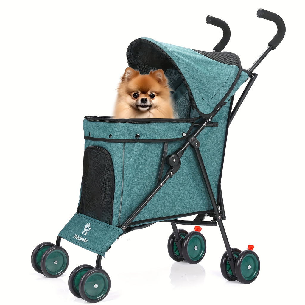 Foldable Umbrella Pet Stroller up to 33 lb - Blue-green