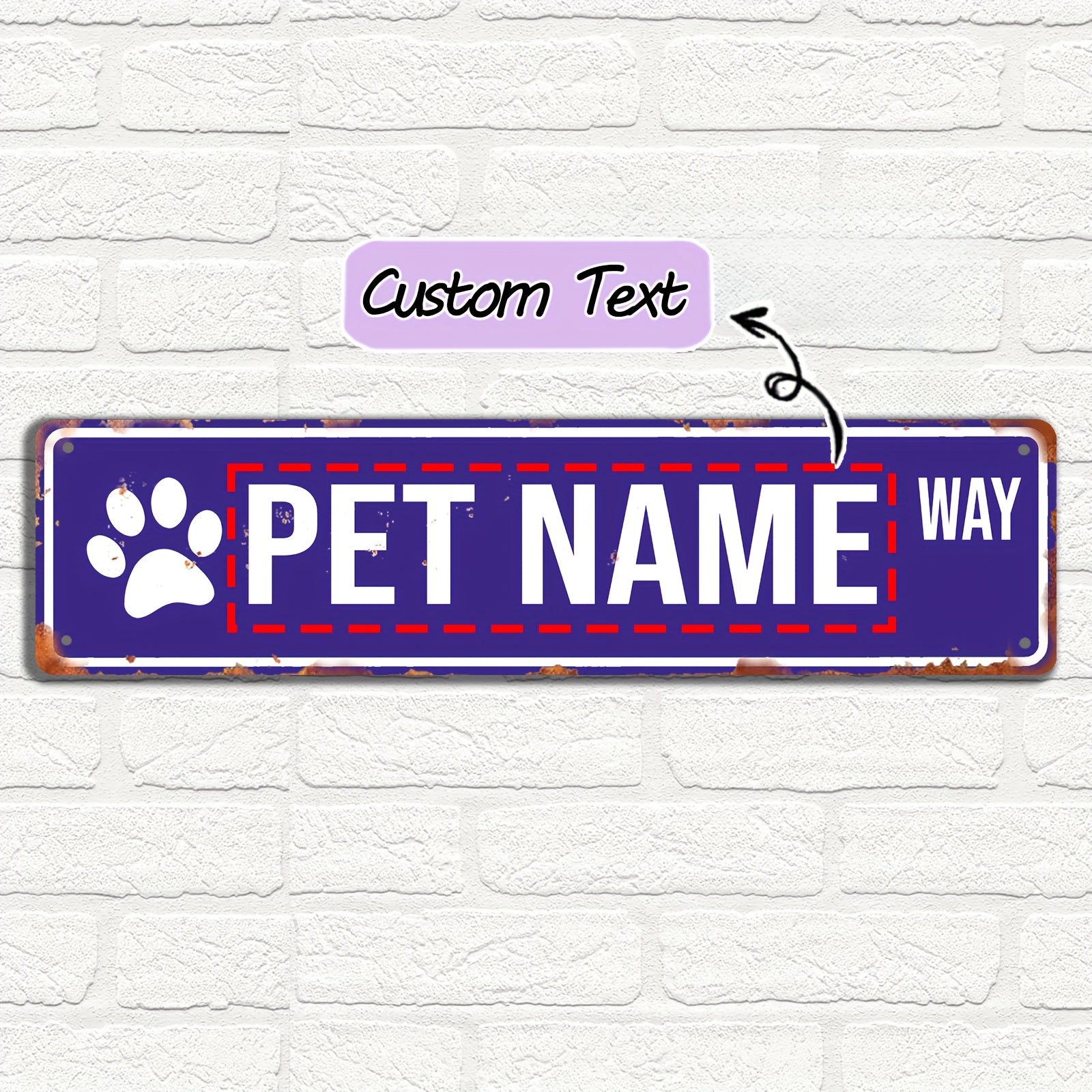 16 x 4 in Personalized Pet Name Street Sign - Blue, Original image