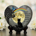 Heart-Shaped Rainbow Bridge Cat Memorial Plaque - A