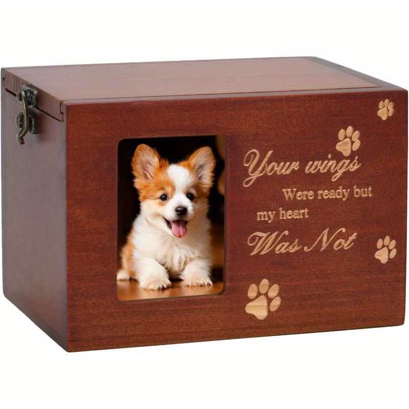 Wooden Pet Memorial Urn with Photo Frame