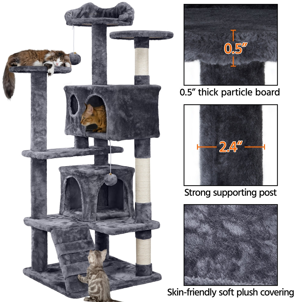 54-70 in Cat Tree Tower with Double Condos - Pink, 62in