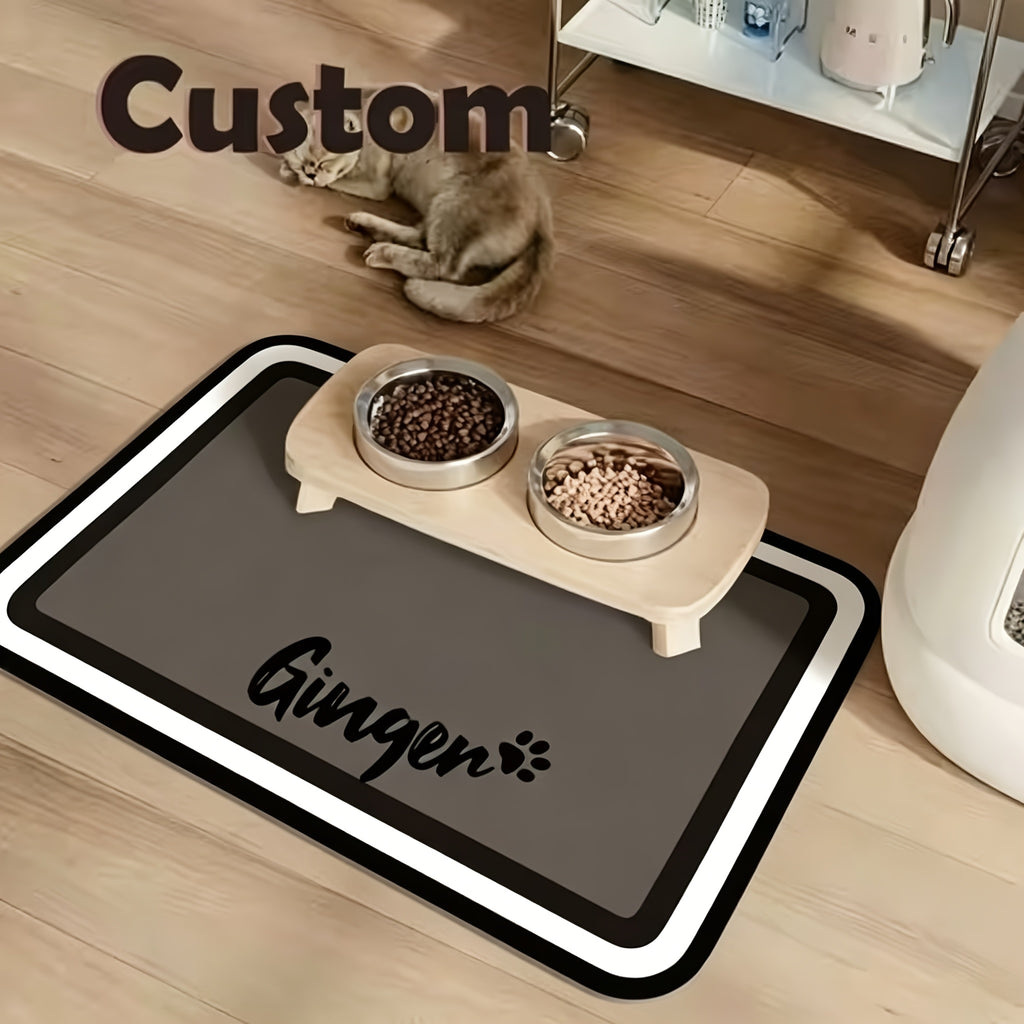 Personalized Washable Pet Feeding Mat - Grey, 12 × 16 IN