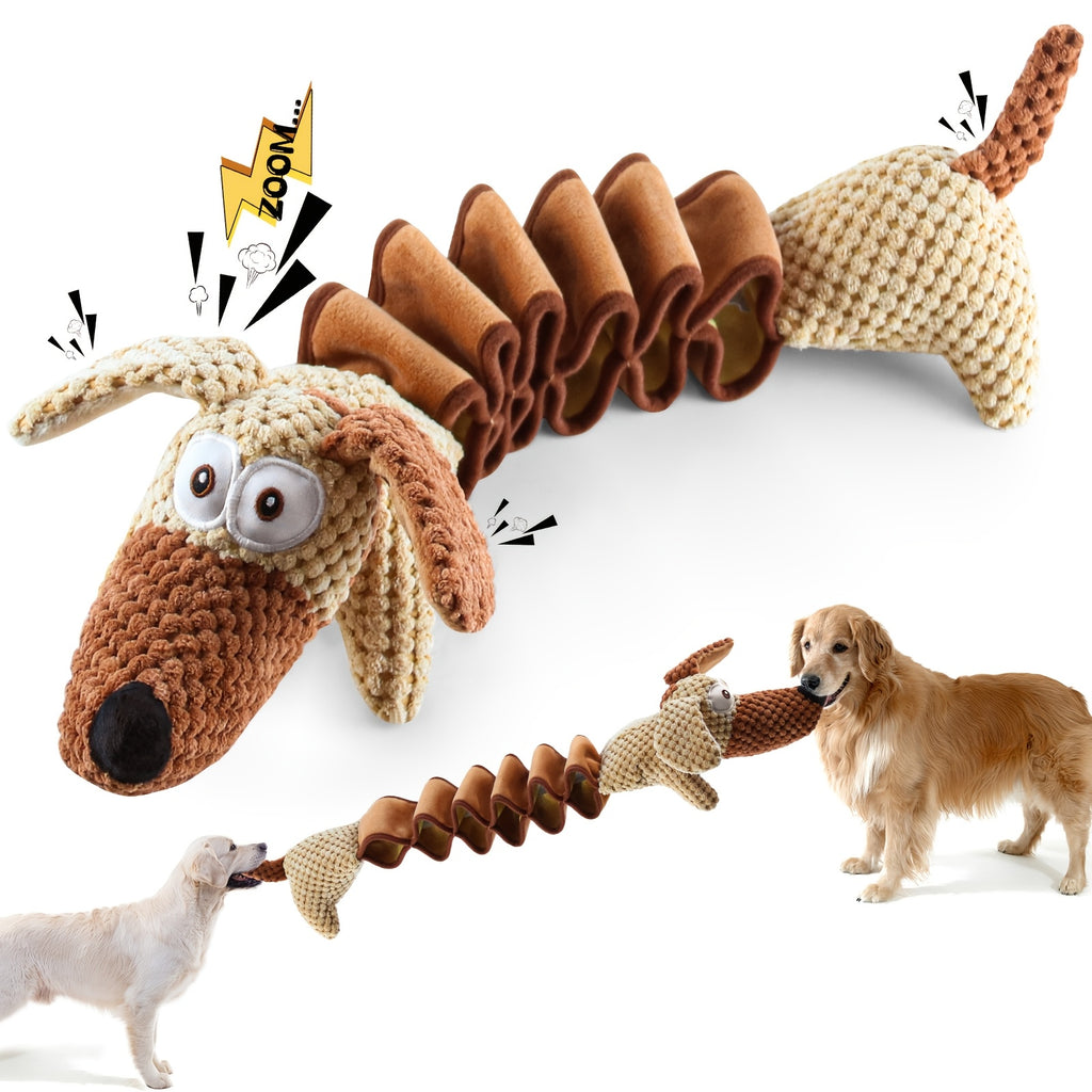 Crinkle-Filled Squeaky Dog Tug Toy - dog talking toy