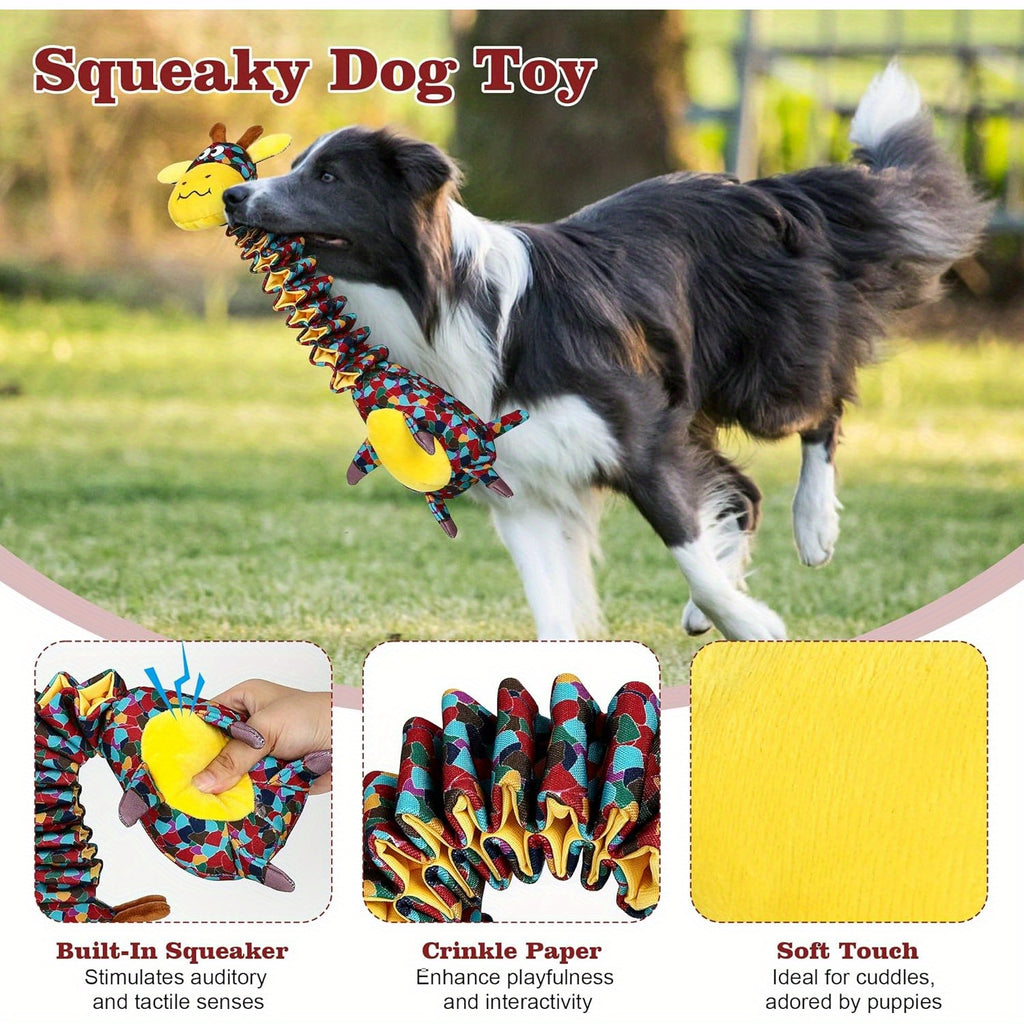 Tough Plush Dog Chew Toy with Crinkle Paper