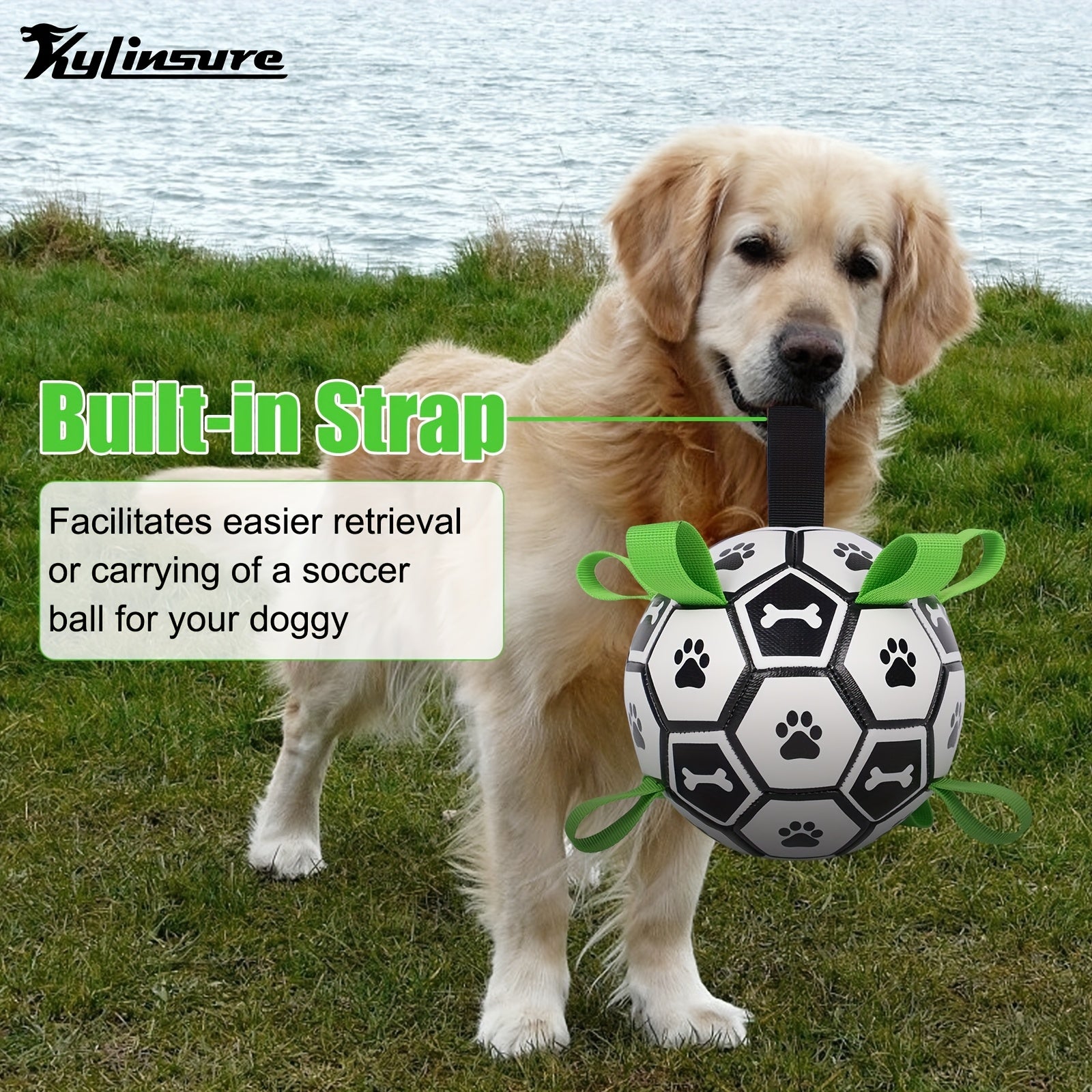 Dog Soccer Ball with Tug Straps