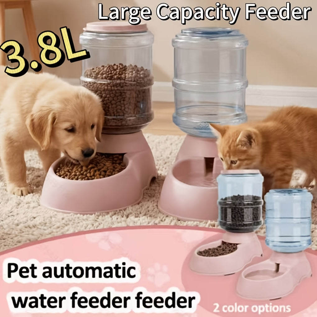 1-Gallon Gravity Pet Feeder & Water Dispenser - Gray Feeding
