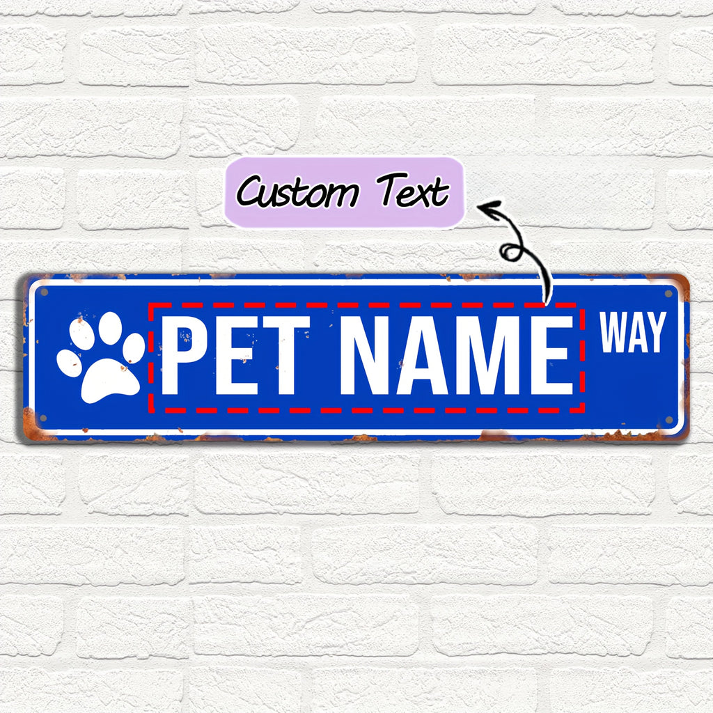 16 x 4 in Personalized Pet Name Street Sign - Red, Original image