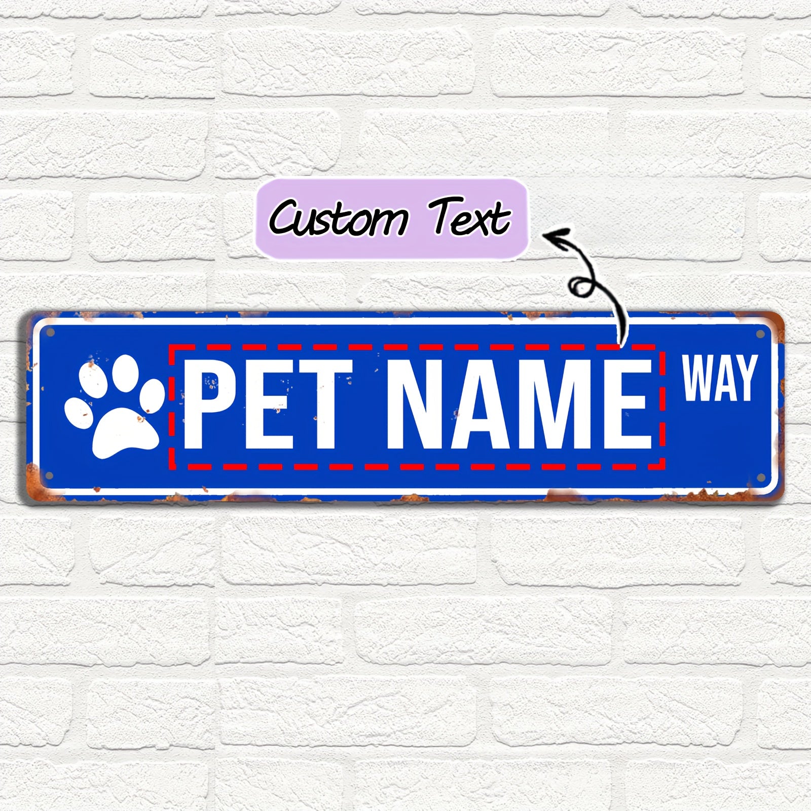 16 x 4 in Personalized Pet Name Street Sign - Red, Original image