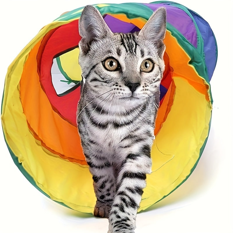 3-Way Foldable Cat Tunnel with Peek Holes - 1pc-Tunnel with Fun Balls hole