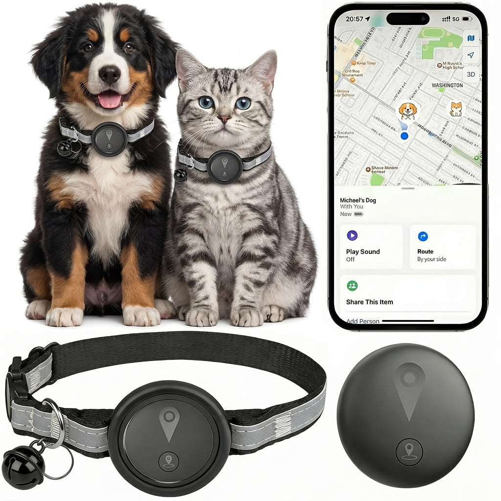 Apple Find My Compatible Reflective Pet Tracker - Black