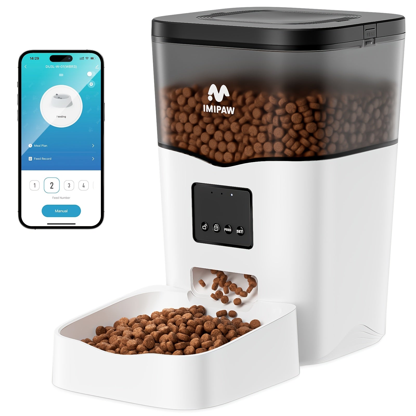 101 oz Smart Wi-Fi Automatic Pet Feeder - 2.4G & 5G Camera Feeder With Stainless Steel