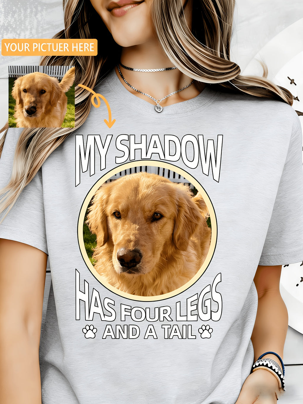 Personalized Soft Pet Portrait T-Shirt - Mix and Match Set-1, L