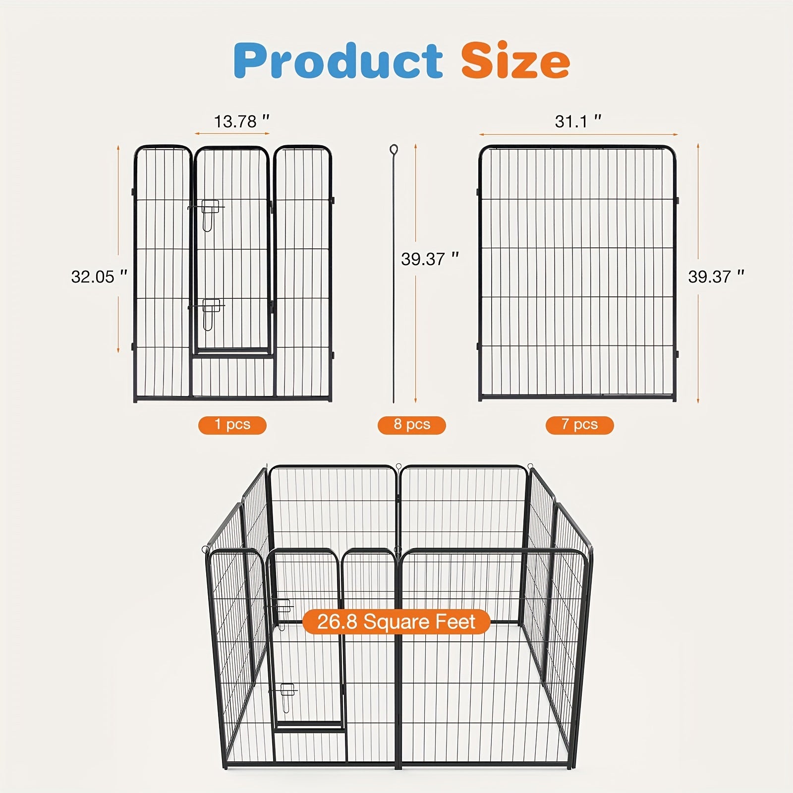8/16-Panel Heavy-Duty Pet Playpen