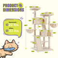 36-81 in Multi-Level Cat Tree Tower - 【Leopard Print】, 24''L x 24"W x 65"H-R