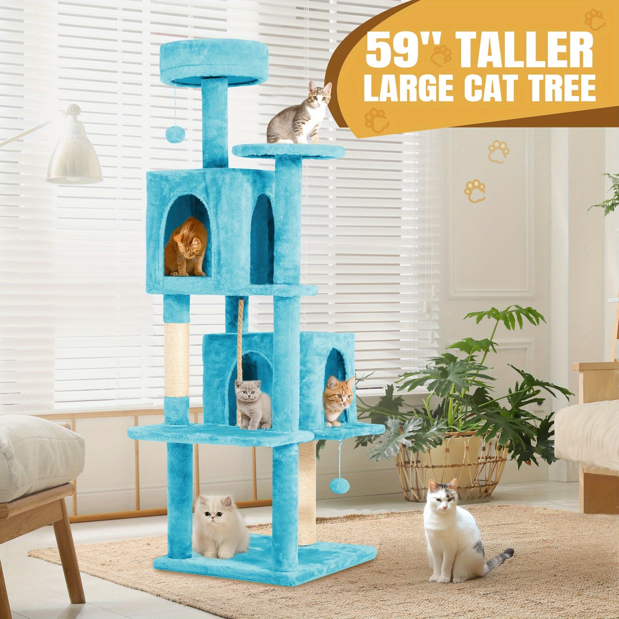 59 in Cat Tree Tower with Plush Perch