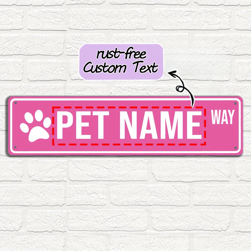 16 x 4 in Personalized Pet Name Street Sign - Magenta Color, Original image