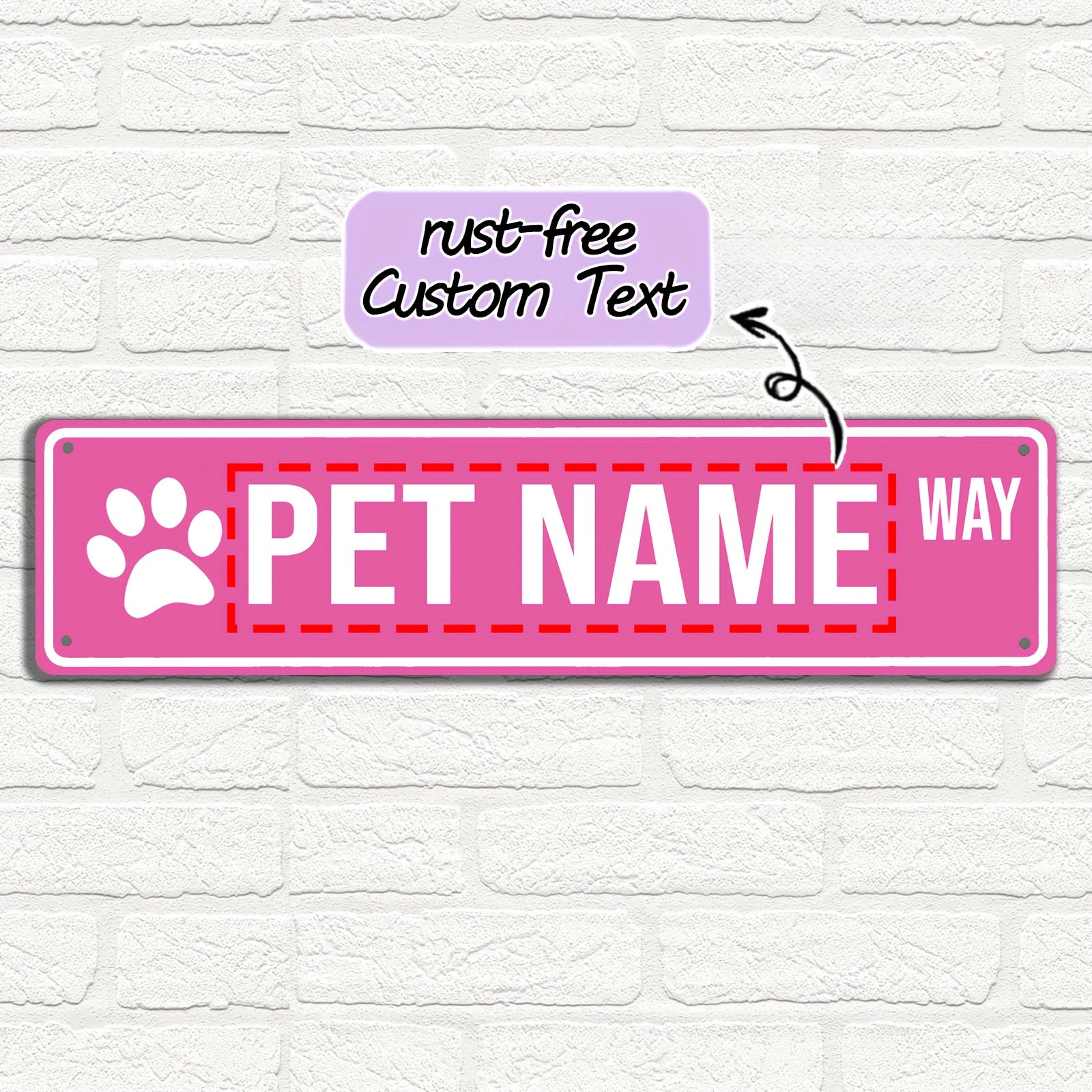 16 x 4 in Personalized Pet Name Street Sign - Magenta Color, Original image