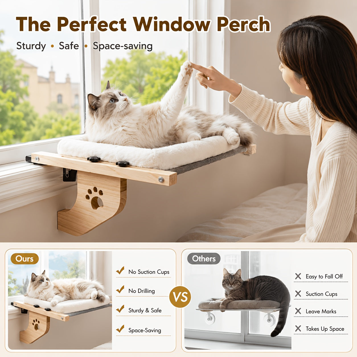 Adjustable Cat Window Perch Hammock