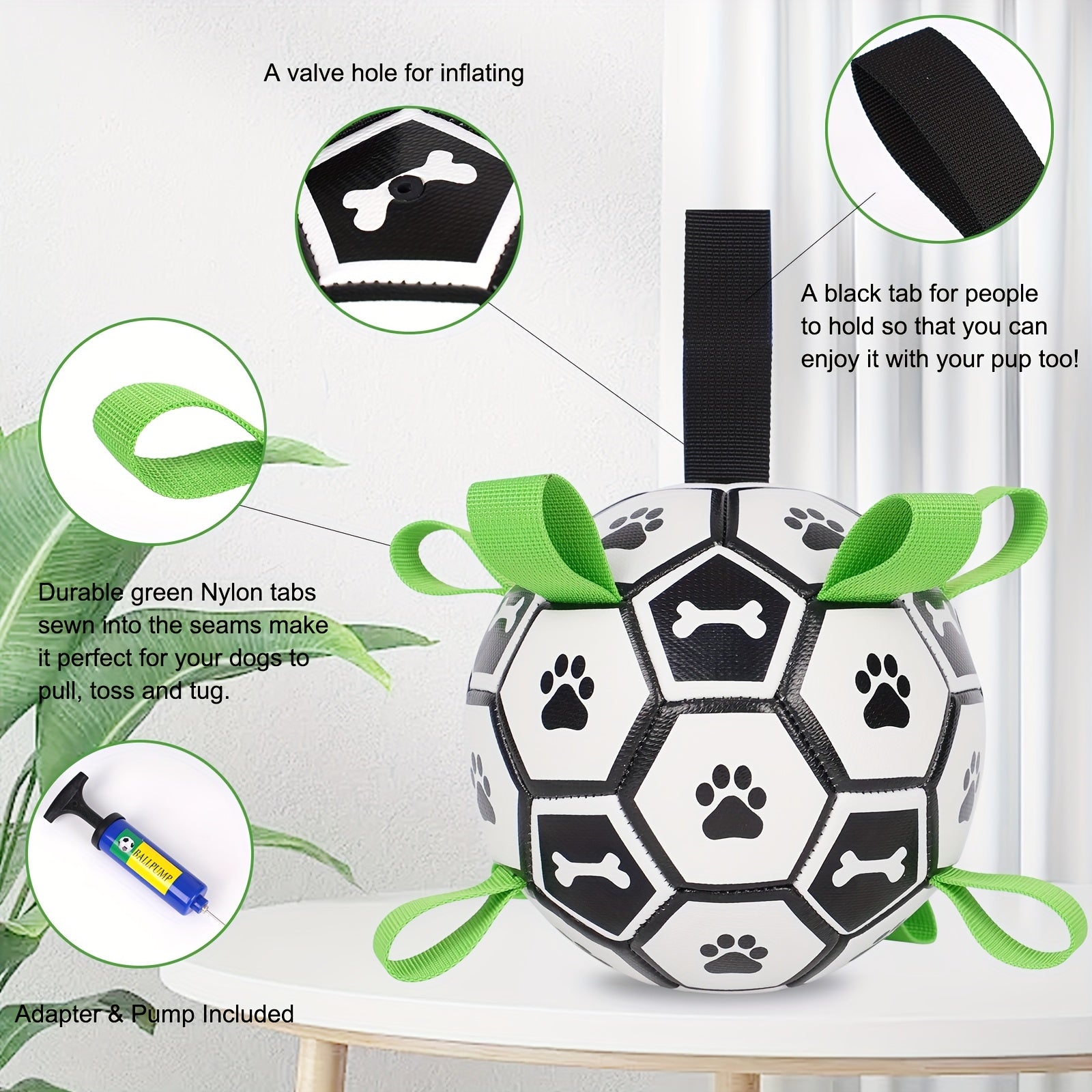 Dog Soccer Ball with Tug Straps