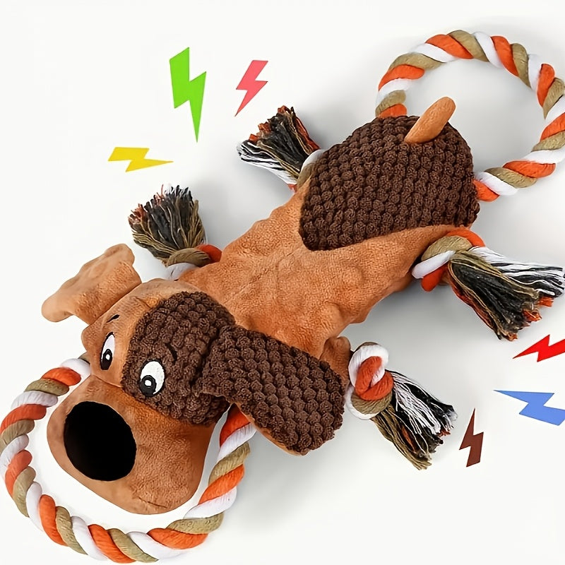 Squeaky Plush Dog Tug Toy for Strong Chewers - Stretch Lion