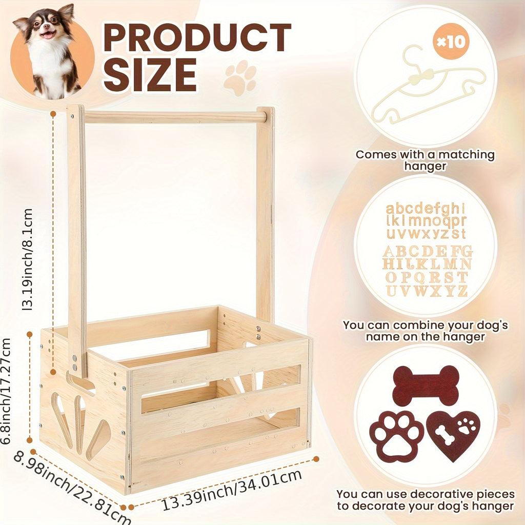 Wooden Pet Wardrobe with Storage Basket - Wood