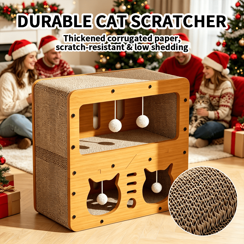 Double-Layer Cardboard Cat Scratcher House