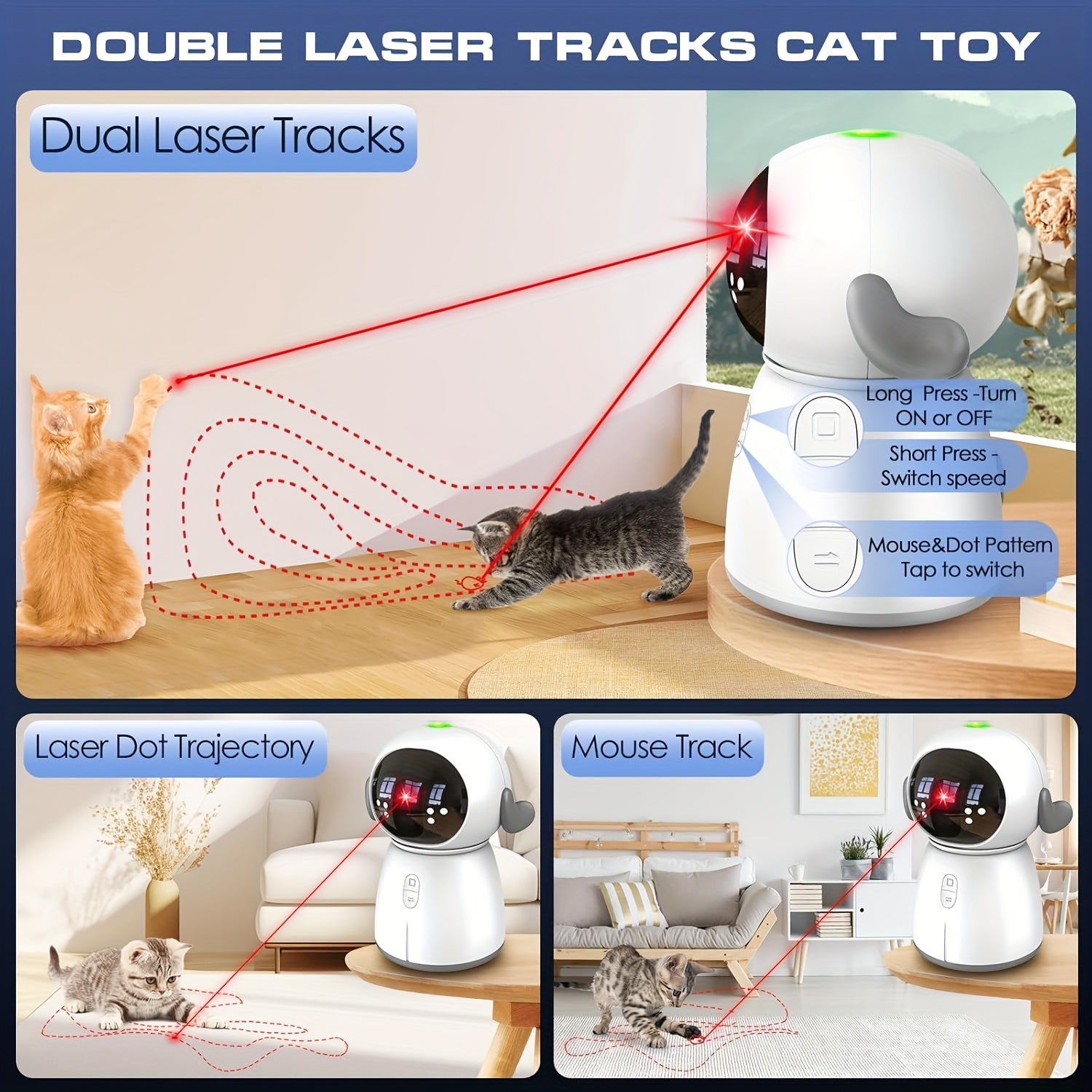 Rechargeable Motion-Activated Cat Laser Toy
