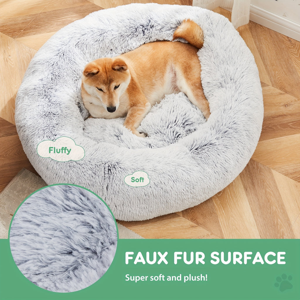 20/24 in Washable Round Plush Pet Bed