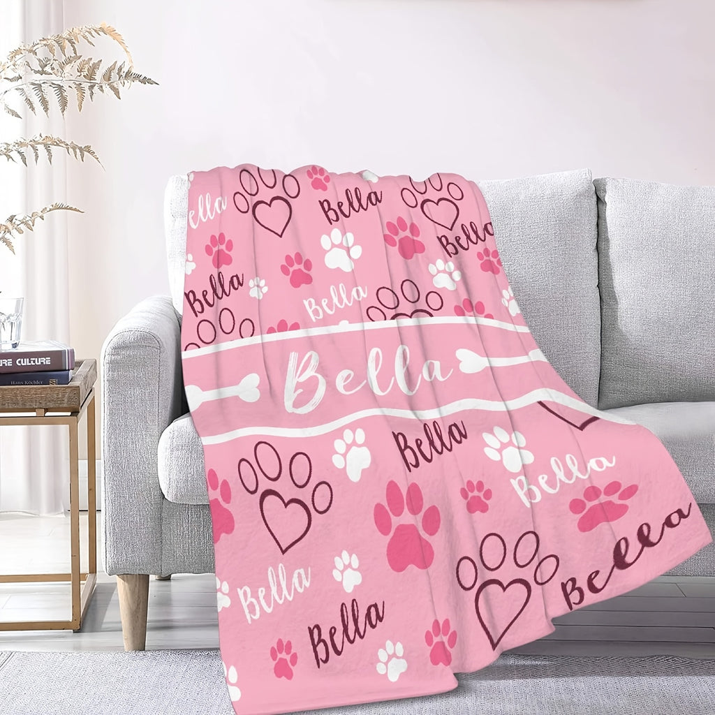 Personalized Dog Name & Number Blanket - 01, 50x60in