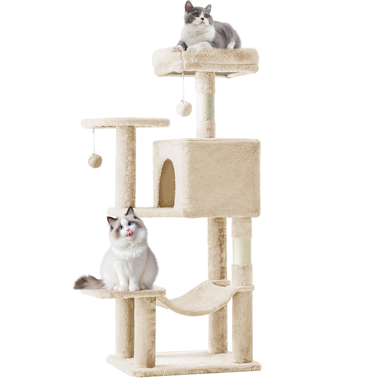 44 in Cat Tree Tower with Condo & Hammock - Black&Red