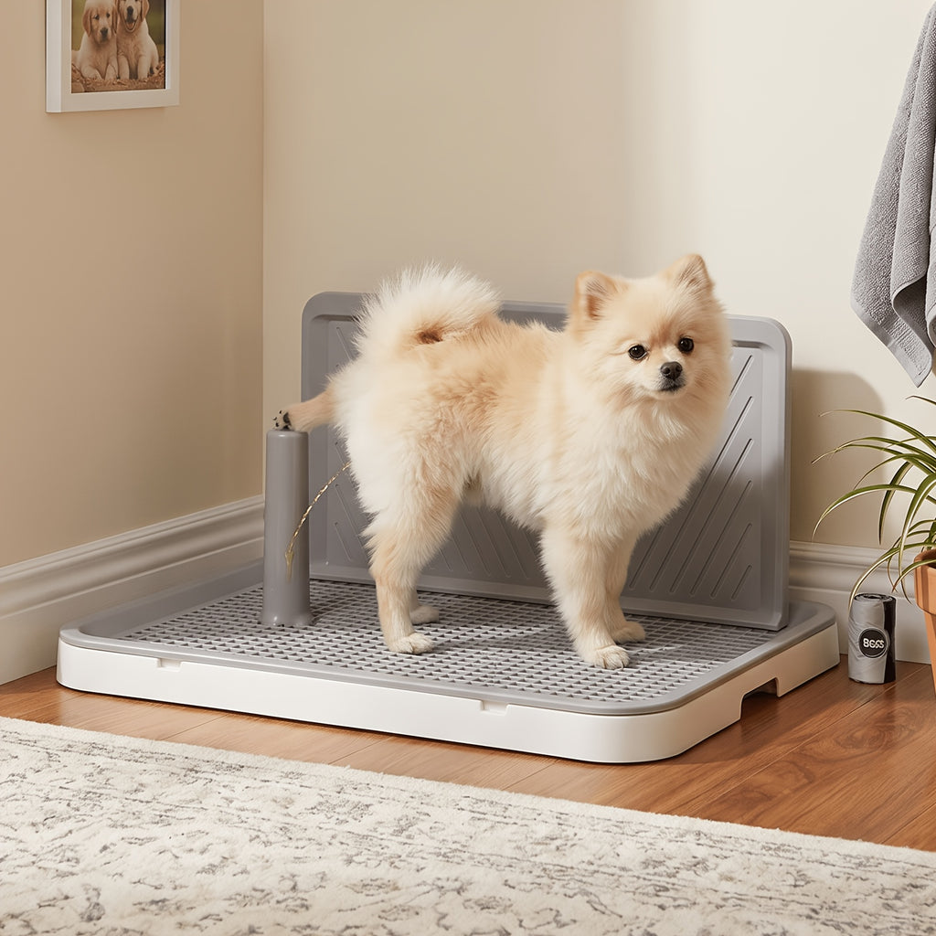 High-Sided Indoor Dog Potty Tray - White and gray - size S